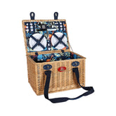 Hectarul - Cos de picnic pentru 4 persoane din rachita naturala maro deschis cu vesela, tacamuri si geanta frigorifica  ZQ23-1148